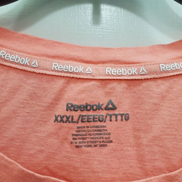 Reebok Woman's Peach White Brand Logo Hi Low Cropped Athletic Tee Plus Size XXXL - Picture 3 of 4